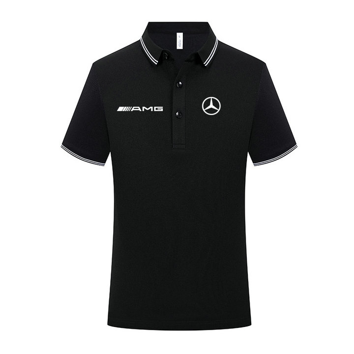 Polo Mercedes AMG Homme Manche Courte 2023 Slim Fit Poloshirt Casual Col Contrasté